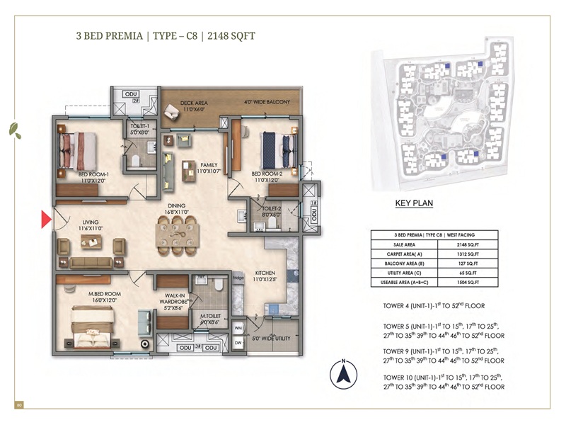 Prestige Golden Grove 3 BHK Floor Plan 2148 Sq Ft