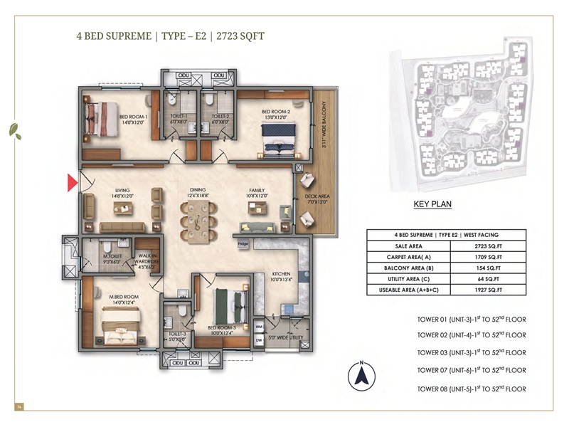 Prestige Golden Grove 4 BHK Floor Plan 2723 Sq Ft