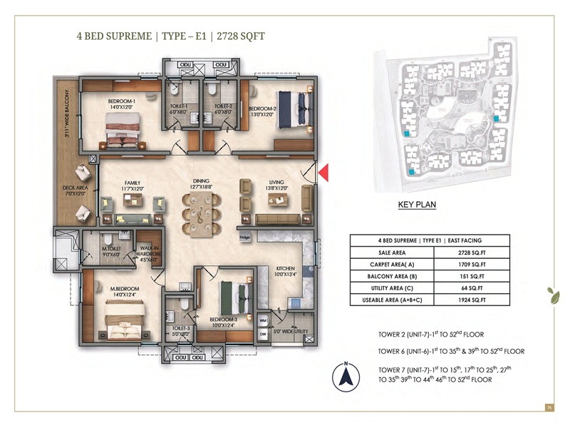 Prestige Golden Grove 4 BHK Floor Plan 2728 Sq Ft