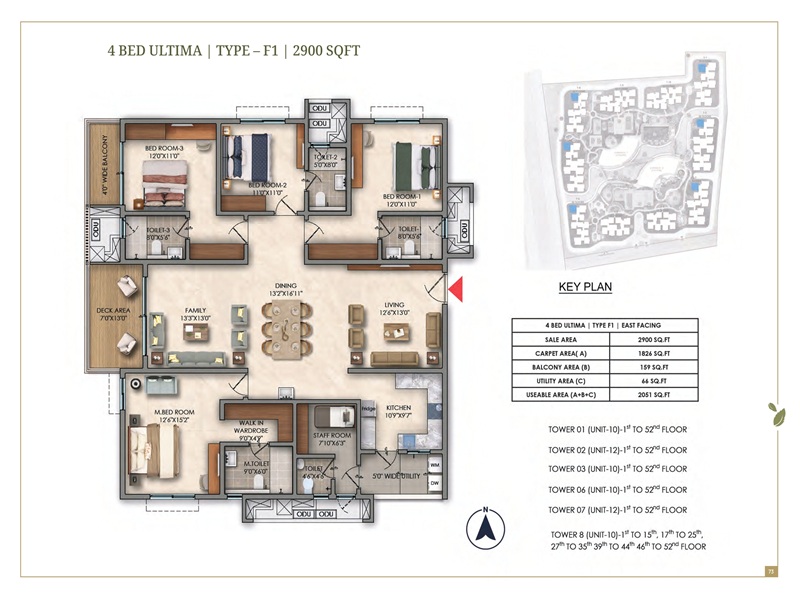 Prestige Golden Grove 4 BHK Floor Plan 2900 Sq Ft