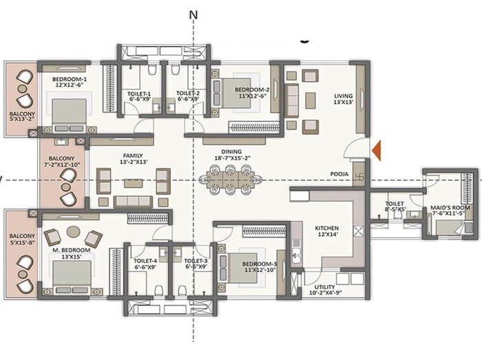 Featured Image of Prestige Golden Grove 4 BHK Apartment Floor Plan