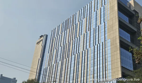Amazon corporate office in Hyderabad, located approximately 13.8 km from Prestige Golden Grove, offering high-end residential options for tech professionals.