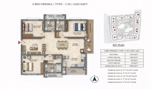 Featured Image of Prestige Golden Grove: Detailed Guide To The 3 Bhk Premia Type C10 Layout