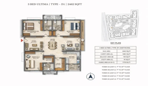 Featured Image of Prestige Golden Grove: Detailed Guide To The 3 Bhk Ultima Type D1 Layout