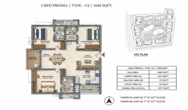 Featured Image of The Morning Sunlight Home A Deep Dive Into The 3 Bhk Type C2 Prestige Golden Grove